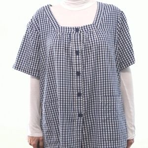 Blair Short Sleeve Smock Top Blue White Craft 2XL